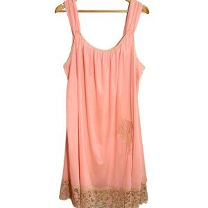 Vintage Aristocraft Pink Romantic Nightgown Lace Floral Detail Whimsical  XXL